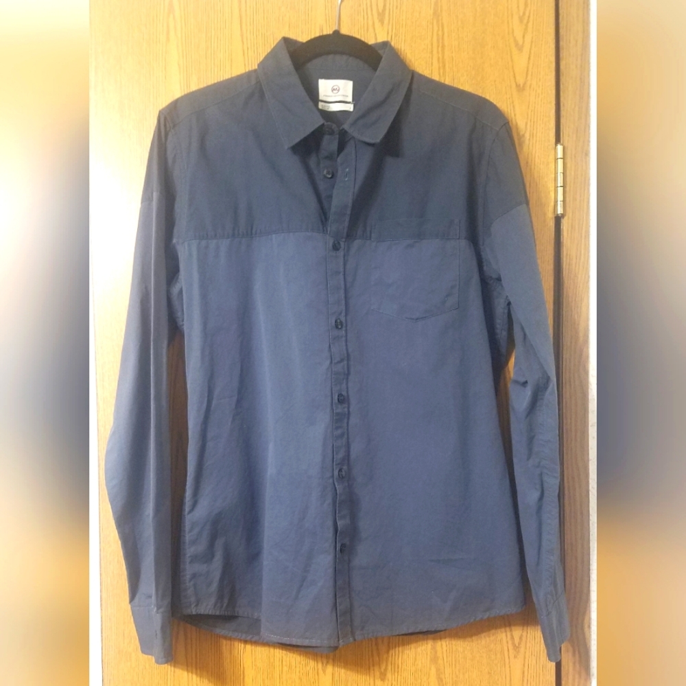 Adriano Goldschmied Slim Fit Men's Navy Blue Shirt Size Large